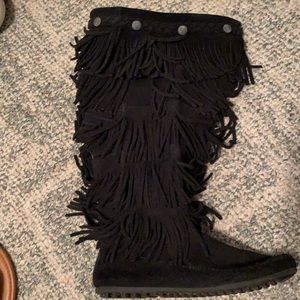 Minnetonka leather fringe booties